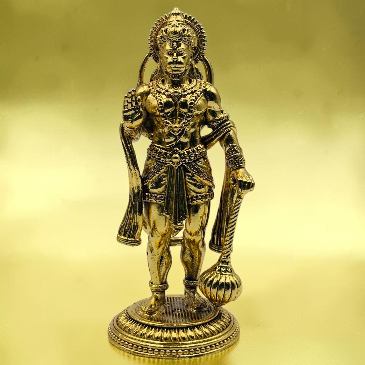 Standing Hanuman Brass Idol – 140g Antique Finish Hanuman Murti for Home Temple, Office & Gift